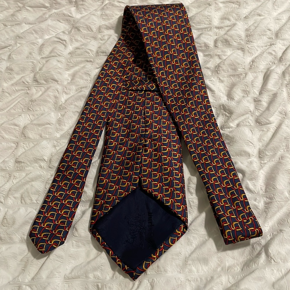 Blue with red and gold Burberry tie